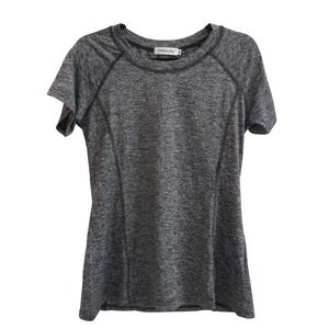 Ouncuty Womens Size M Activewear Top Gray Space Dye Heathered Short Sleeve Shirt